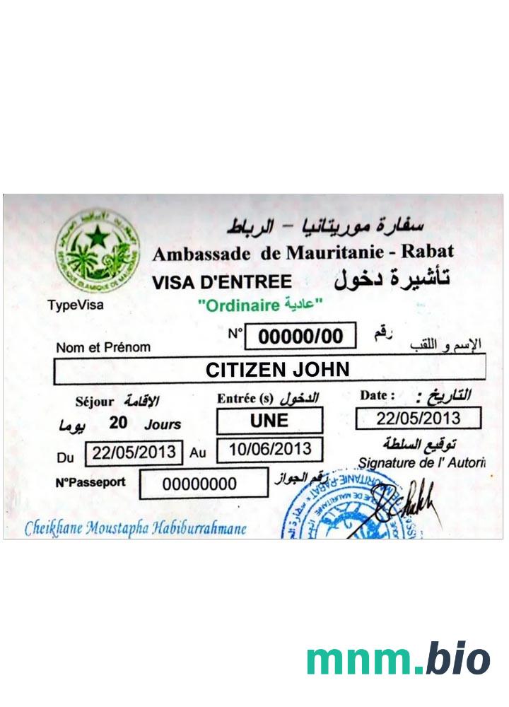 Mauritanie-Rabat visa example in PSD